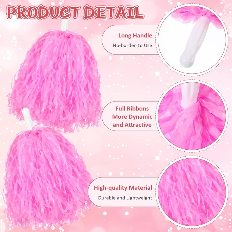 Knitgrip 4 Pcs 10" Cheerleading Pom Poms Large Cheerleader Hair Bow for Girl Set Cheer Pompoms Cheerleading Accessories for Dance Sports Events Party Basketball Football Team - Image 3